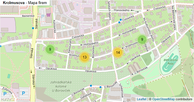 Krolmusova - mapa firem