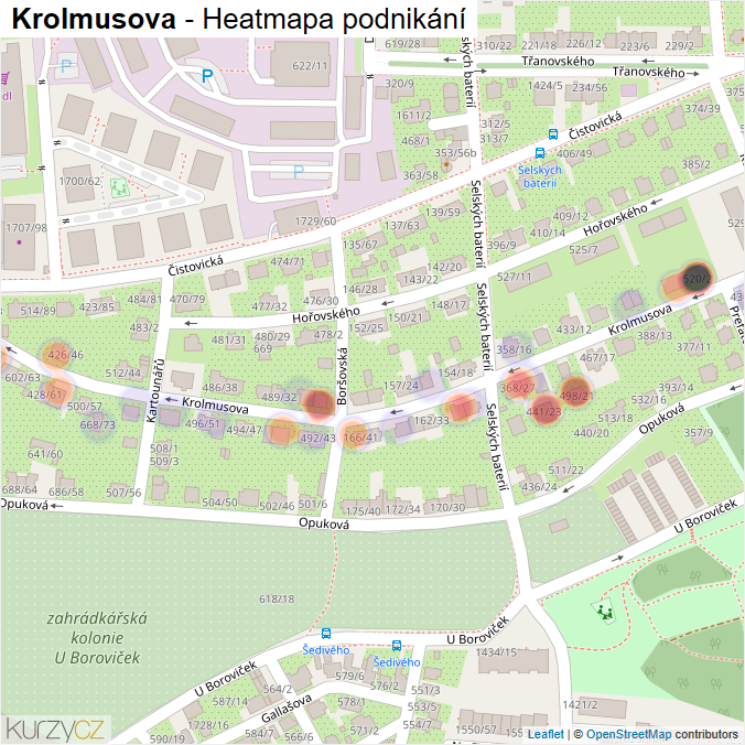 Mapa Krolmusova - Firmy v ulici.