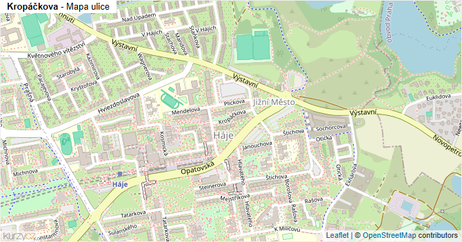 Kropáčkova - mapa ulice