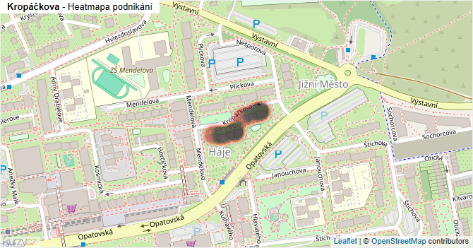 Kropáčkova - mapa podnikání