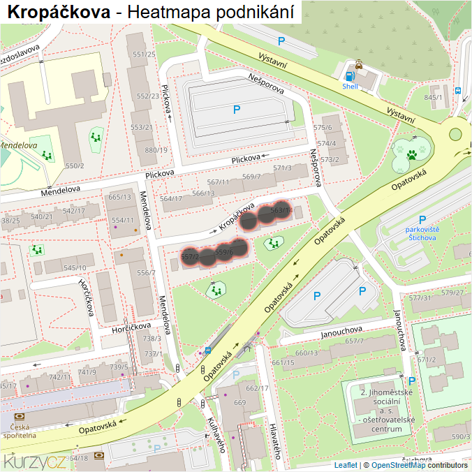Mapa Kropáčkova - Firmy v ulici.