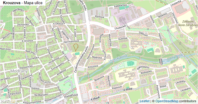 Krouzova - mapa ulice