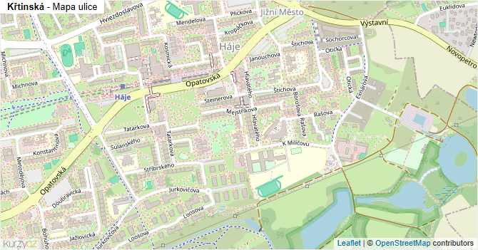 Křtinská - mapa ulice