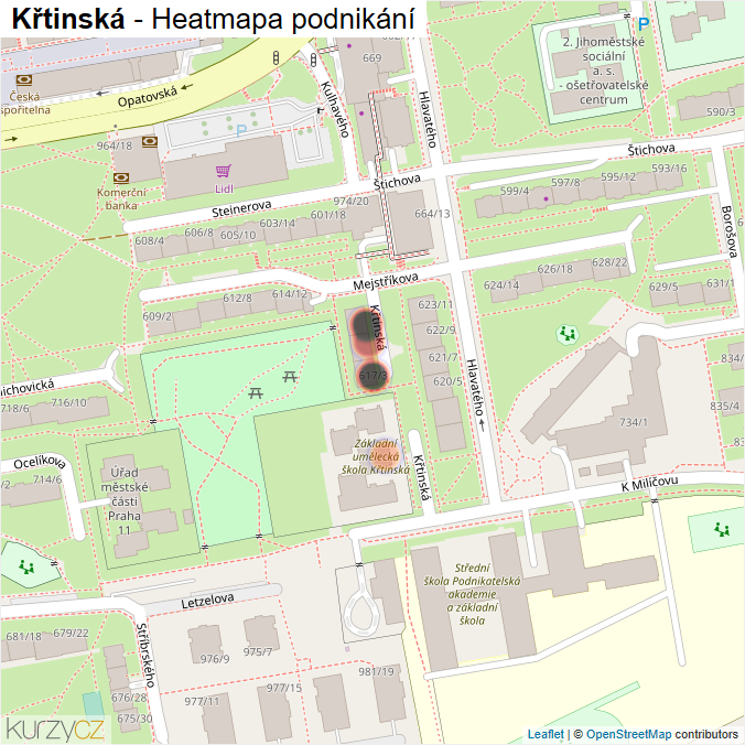 Mapa Křtinská - Firmy v ulici.
