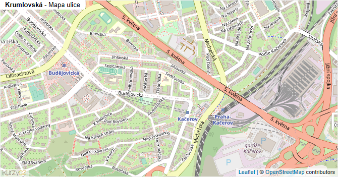 Krumlovská - mapa ulice
