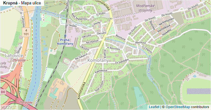 Krupná - mapa ulice