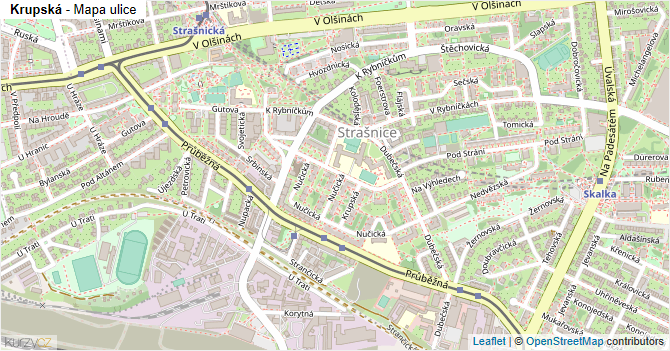Krupská - mapa ulice