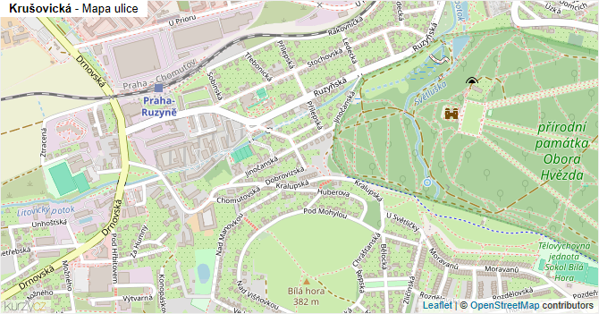 Krušovická - mapa ulice