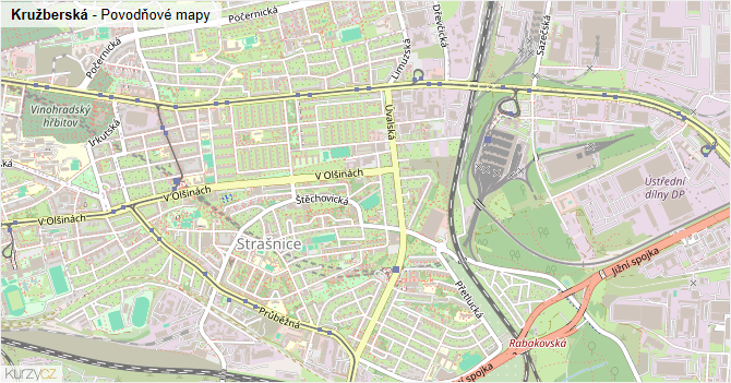 Kružberská - záplavové mapy stoleté vody