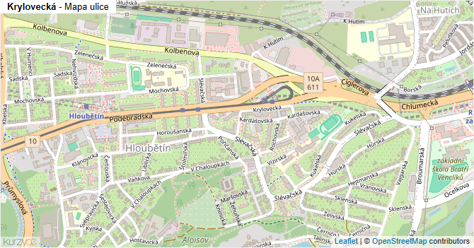 Krylovecká - mapa ulice