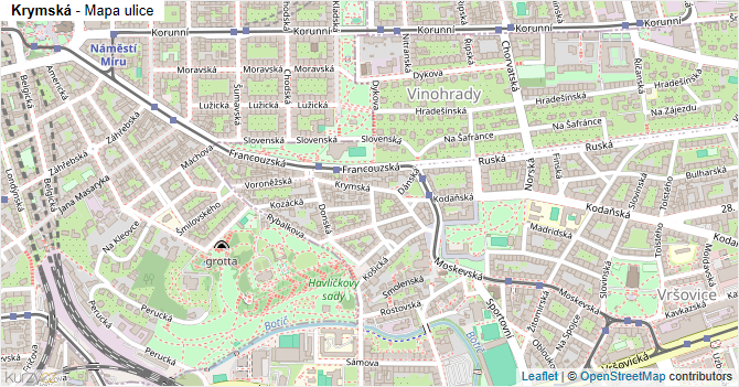 Krymská - mapa ulice