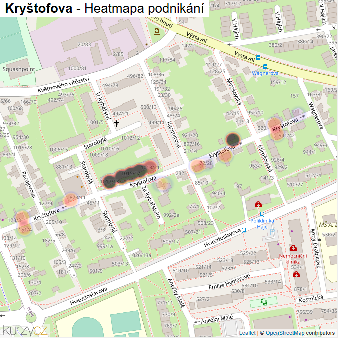 Mapa Kryštofova - Firmy v ulici.