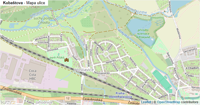 Kubaštova - mapa ulice