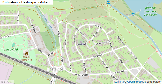 Kubaštova - mapa podnikání