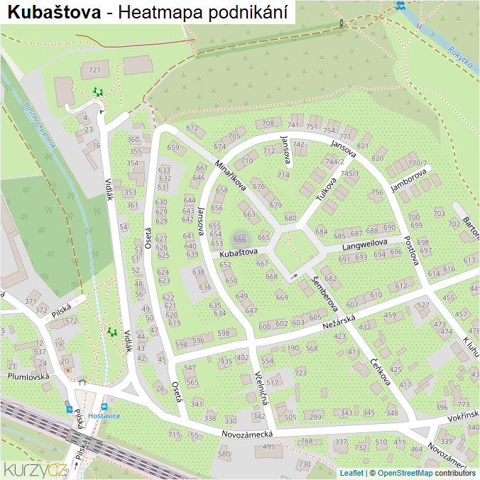 Mapa Kubaštova - Firmy v ulici.