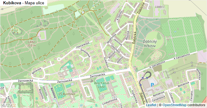 Kubíkova - mapa ulice