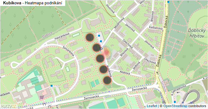 Kubíkova - mapa podnikání