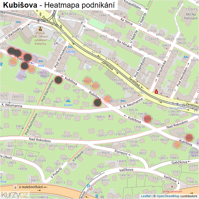Mapa Kubišova - Firmy v ulici.
