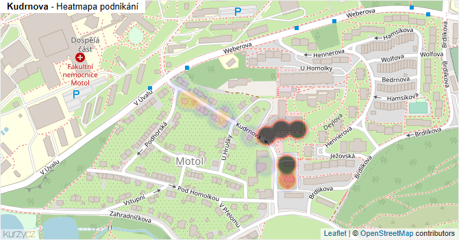 Kudrnova - mapa podnikání