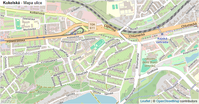 Kukelská - mapa ulice