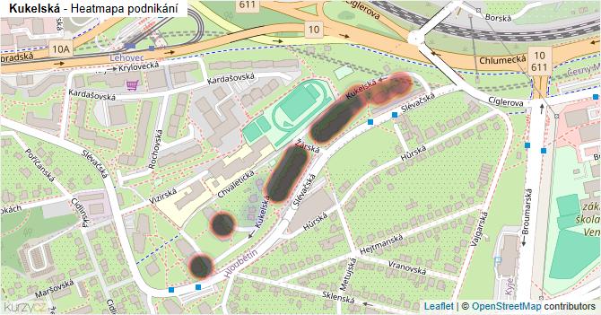 Kukelská - mapa podnikání