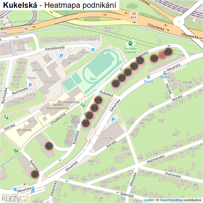 Mapa Kukelská - Firmy v ulici.