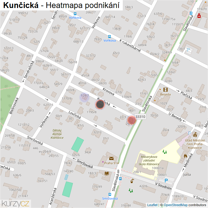Mapa Kunčická - Firmy v ulici.