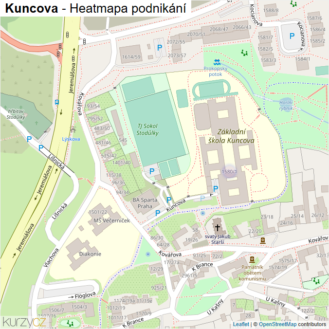 Mapa Kuncova - Firmy v ulici.