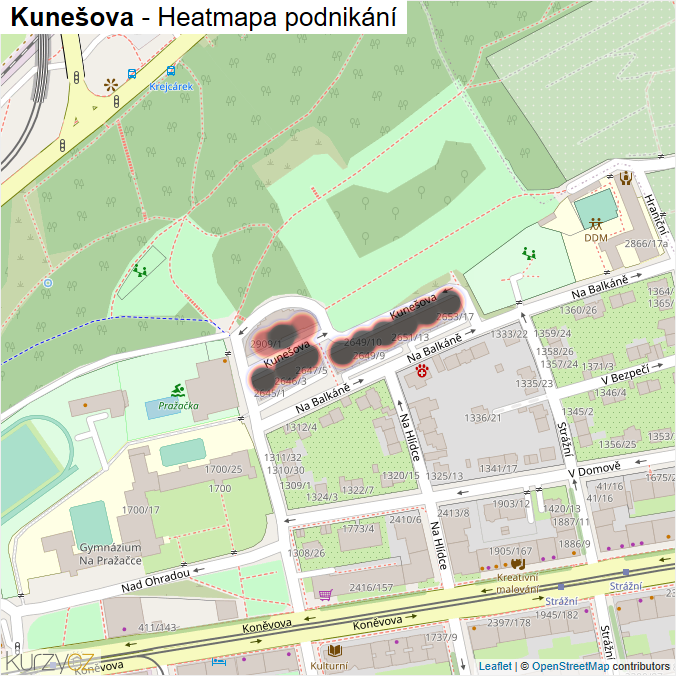 Mapa Kunešova - Firmy v ulici.