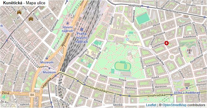 Kunětická - mapa ulice
