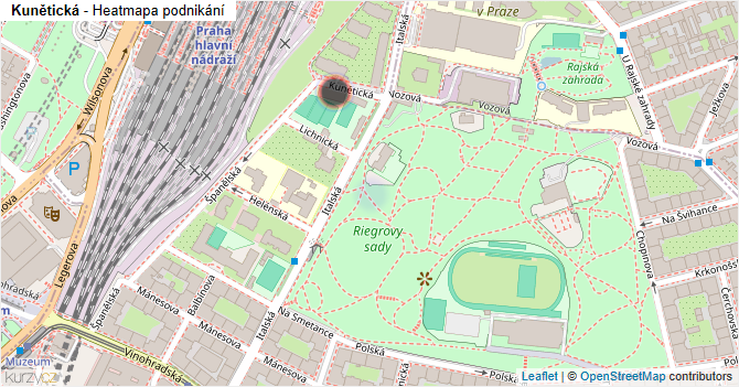 Kunětická - mapa podnikání