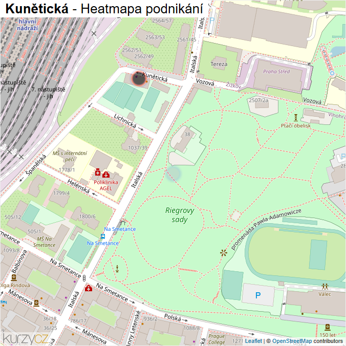 Mapa Kunětická - Firmy v ulici.