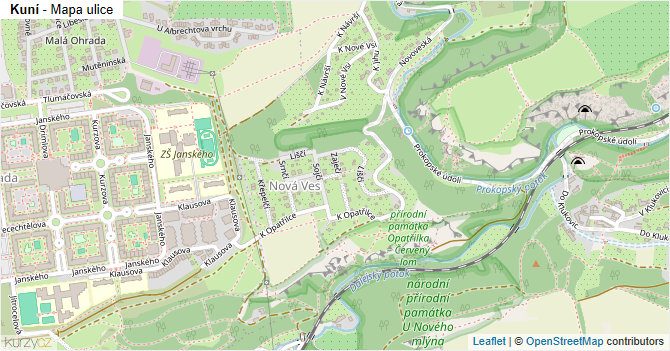 Kuní - mapa ulice