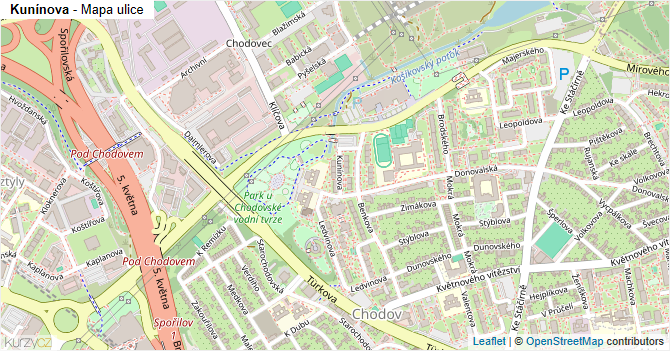 Kunínova - mapa ulice
