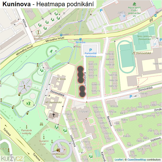 Mapa Kunínova - Firmy v ulici.