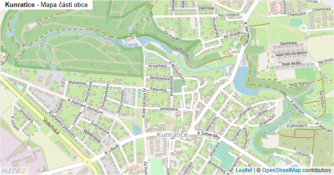 Kunratice - mapa části obce