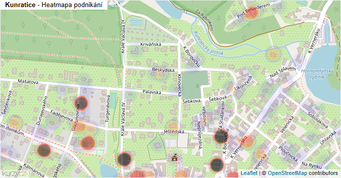 Kunratice - mapa podnikání
