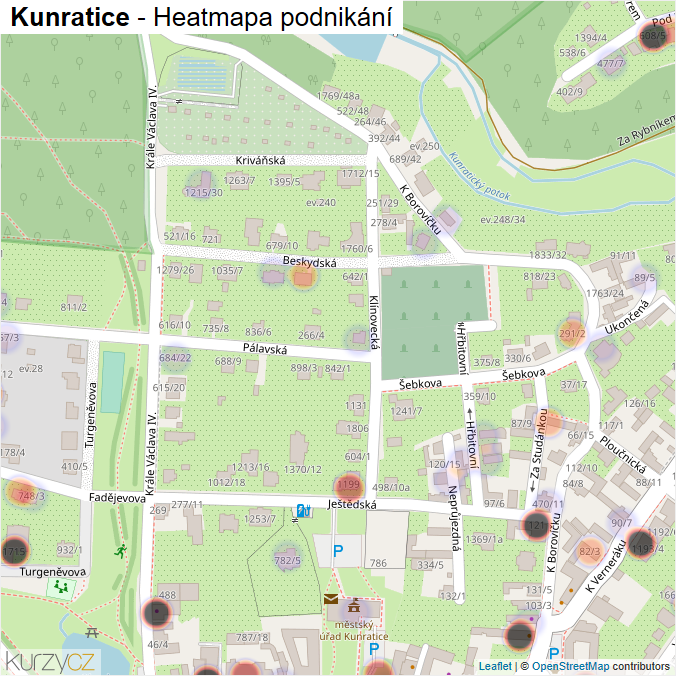Mapa Kunratice - Firmy v části obce.