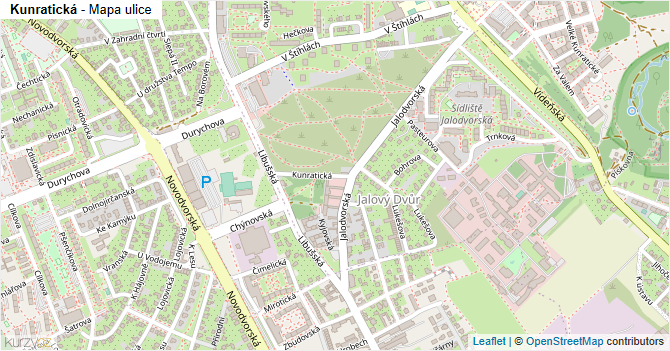 Kunratická - mapa ulice
