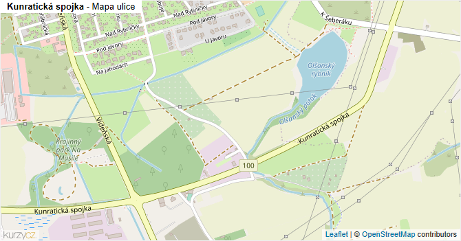 Kunratická spojka - mapa ulice