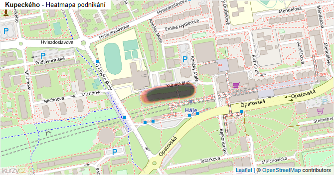 Kupeckého - mapa podnikání