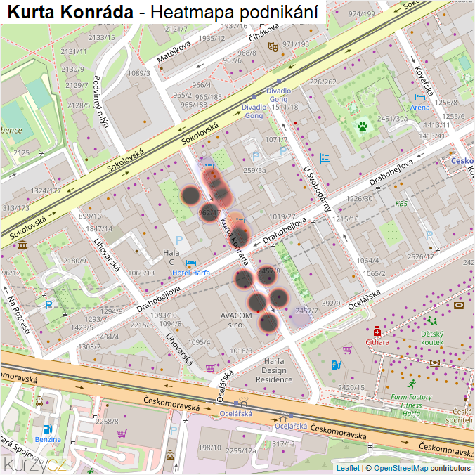 Mapa Kurta Konráda - Firmy v ulici.