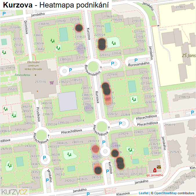 Mapa Kurzova - Firmy v ulici.