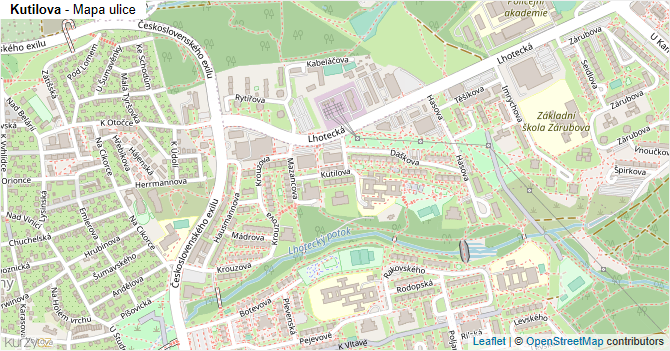 Kutilova - mapa ulice