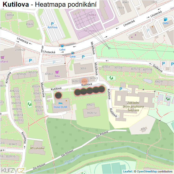 Mapa Kutilova - Firmy v ulici.
