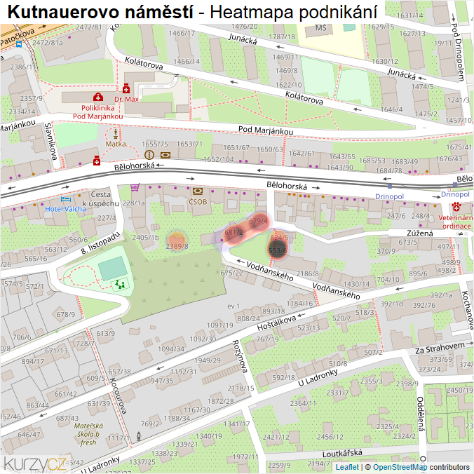 Mapa Kutnauerovo náměstí - Firmy v ulici.