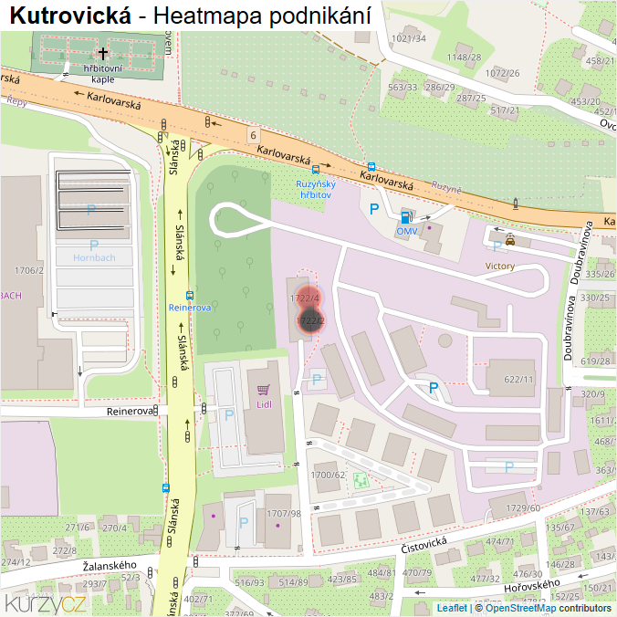 Mapa Kutrovická - Firmy v ulici.