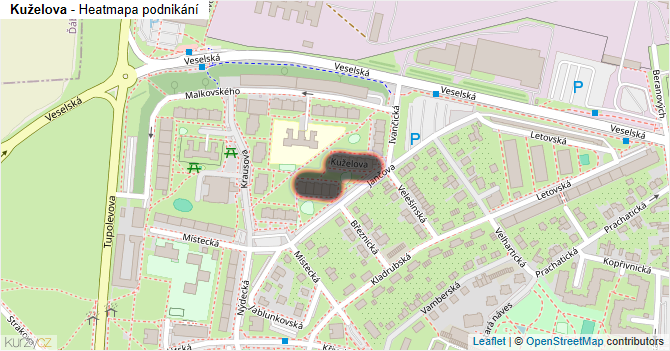 Kuželova - mapa podnikání