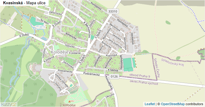 Kvasinská - mapa ulice