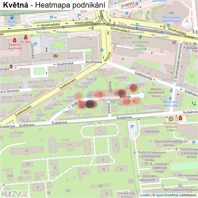 Mapa Květná - Firmy v ulici.